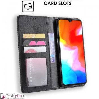 Dirbtinos odos juodas dėklas - su skyreliais (Oneplus 6T/7) Dirbtinos odos juodas dėklas - su skyreliais (Oneplus 6T/7)